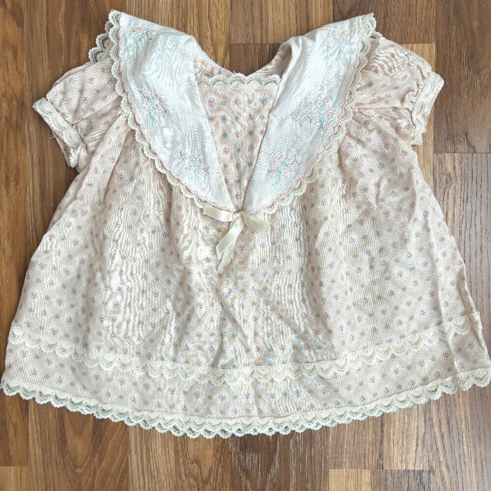 Vintage GUNNE SAX by Jessica McClintock Baby Embroidered Lace Trim Sweet Dress